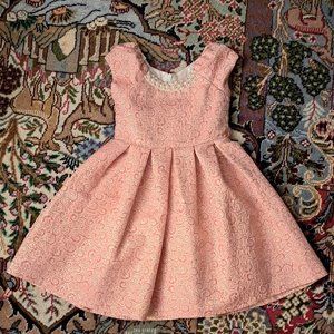 Iris and Ivy Pink and Gold Brocade Dress Size 4